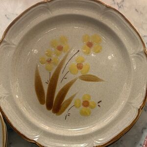 70’s Vintage Floral Ceramic Plate with Yellow Flowers